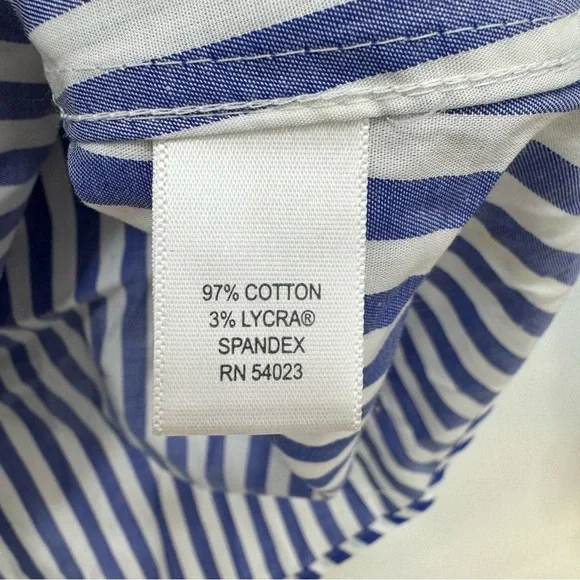 BANANA REPUBLIC Blue Striped Shirt Blouse Button front classic non iron fitted 0 - Picture 5 of 6
